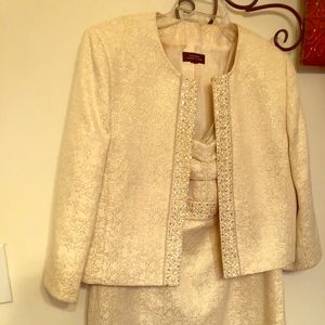 Formal jacket dress with gold/sequenced trim